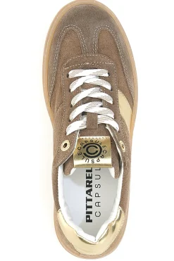Sneakers marroni e platino in pelle con dettagli oro Pittarello Capsule Grace Made in Italy