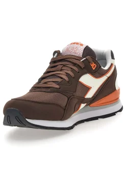 Sneakers marroni in tessuto con dettagli arancioni Diadora 183076 30045