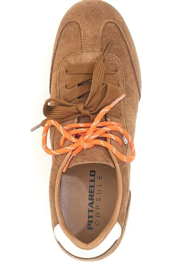 Sneakers marroni in vera pelle con doppi lacci Pittarello Capsule BT251278010