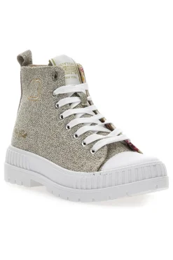 Sneakers Mid Cut Cotton Belt Linen Beige