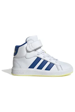Sneakers Mid-Cut bianche e Blu con dettagli colorati ADIDAS GRAND COURT MID K