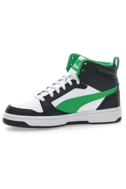 Sneakers Mid-Cut con Tomaia Traforata Puma REBOUND V6 MID JR Nere e Verdi