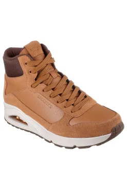Sneakers mid-top color cuoio in suede e duraleather Skechers Uno Stacre Mid