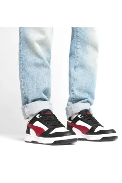 Sneakers Nere Bianche e Rosse Puma Rebound V6 Low