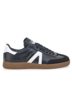 Sneakers Nere con Bande Bianche in Vera Pelle CANGURO GY51001