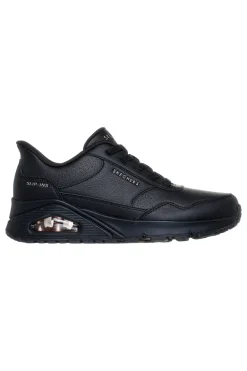 Sneakers nere in duraleather con Air-Cooled Memory Foam Skechers Uno Banksia Luxe