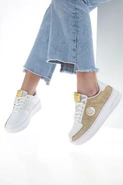 Sneakers Platform Cotton Belt Bipolar Glitter oro