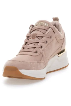 Sneakers rosa nude con zeppa e dettagli metallici Skechers Billion 2 Prissy N Plush
