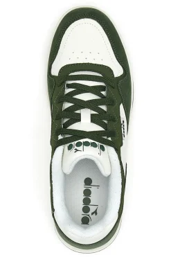 Sneakers verde e bianco in pelle Diadora 182198 70224