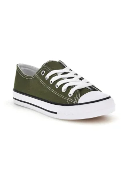 Sneakers verde in tela stringate basse 2t2l 8011