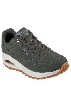 Sneakers verde oliva in suede con suola alta Skechers Uno Rugged Chillproof