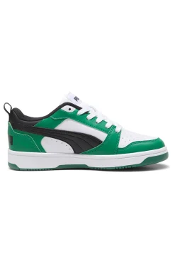 Sneakers Verdi e Bianche con Logo Nero Puma Rebound V6 Lo Jr