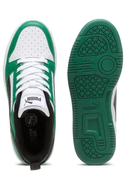 Sneakers Verdi e Bianche con Logo Nero Puma Rebound V6 Lo Jr