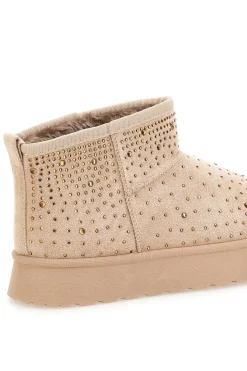 Stivaletti beige con strass e interno caldo con pelo Grazie Girls GB2030