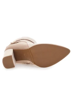 Stivaletti beige con tacco alto e cinturino alla caviglia Le Havre Paris 6001