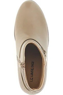 Stivaletti Beige con Tacco Alto e Plateau e Dettagli Dorati Le Havre Paris RQ23WT7