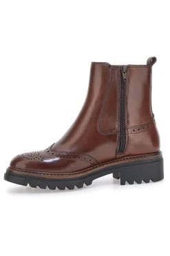 Stivaletti marroni in vera pelle con lavorazione brogue Pittarello class 682
