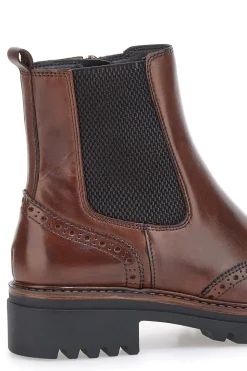 Stivaletti marroni in vera pelle con lavorazione brogue Pittarello class 682