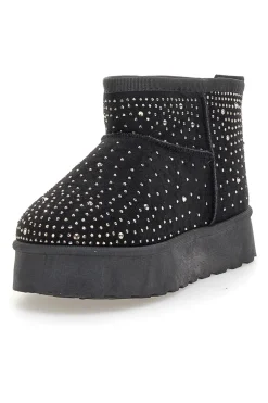 Stivaletti neri con strass e interno caldo con pelo Grazie Girls GB2030