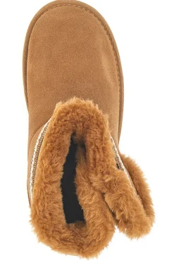 Stivaletti pantofole camel con pelo e suola platform Mon Dieu L1264