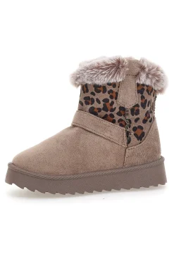 Stivaletti taupe con fantasia leopardata e interno caldo con pelo Grazie 1642