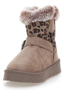Stivaletti taupe con fantasia leopardata e interno caldo con pelo Grazie 1642