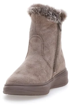 Stivaletti taupe con pelliccia sintetica e glitter Grazia 1625