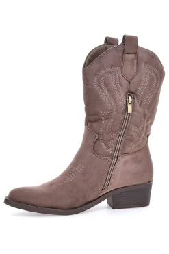 Stivaletti texani marroni con ricamo Cafè cost RQ24W9C