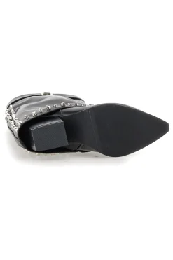 Stivali neri con borchie e fibbia decorativa The First P609