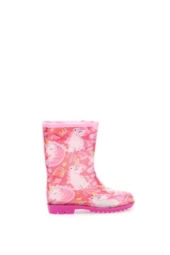 Stivali pioggia rosa con unicorni e coulisse Unicorn S8010176S10