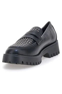 Talemi JN10125 schwarze Loafer mit Nieten und Profilsohle