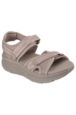 Taupe Sandalen mit verstellbaren Kreuzriemen Skechers D'LUX WALKER SANDAL BOLD CITY