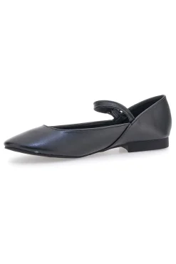 The First IDEA01 Mattschwarze Ballerinas mit Riemen