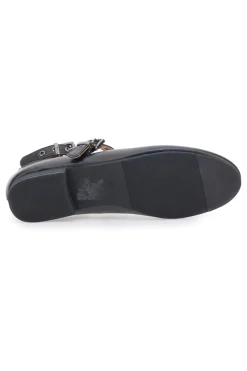 The First IDEA2286 Schwarze Ballerinas mit Nietenriemen