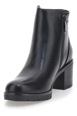 The First P628 schwarze Stiefeletten mit mittlerem Absatz und elastischer Seite