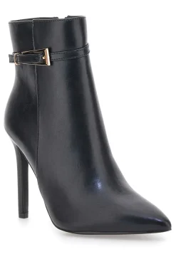The First P626 Schwarze Stiefeletten mit hohem Absatz und goldenem Riemen