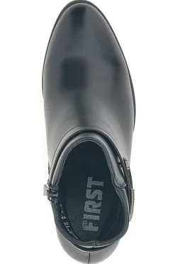 The First P619 Schwarze Stiefeletten mit mittelhohem Absatz und Schmuckriemen