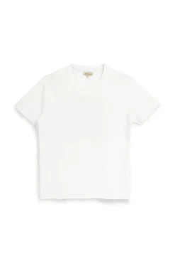 T-shirt bianco scollo a V manica corta Sevenoaks NBY702