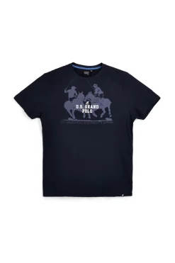 T-shirt blu con stampa logo U.s.grand polo US61612M