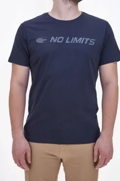 T-shirt Girocollo Blu con Logo Frontale NO LIMTIS MATS049S24