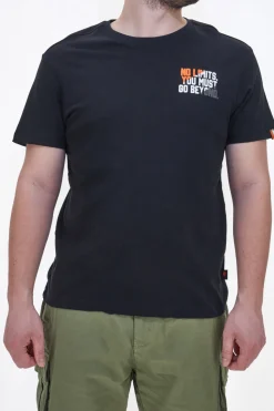 T-Shirt Nera Con Stampa sul Petto No Limits MATS002S25
