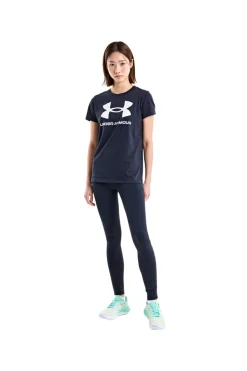T-Shirt Nera Girocollo con Logo Bianco sul Petto UNDER ARMOUR RIVAL LOGO SS