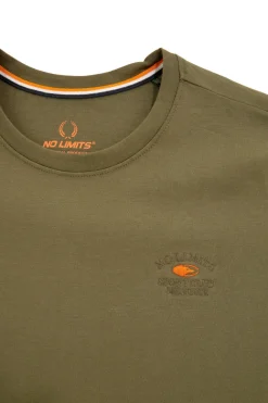 T-shirt verde a maniche corte con logo ricamato No limits MATS024S25