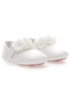 Weiße Ballerinas mit dekorativen Blumen Thank you girl 392601S