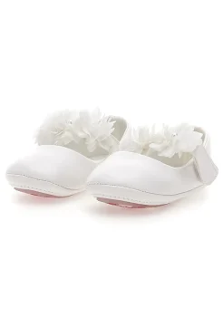 Weiße Ballerinas mit dekorativen Blumen Thank you girl 392601S