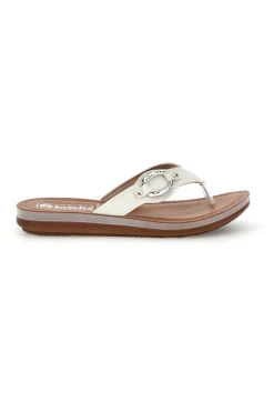 Weiße Flip-Flops mit Schmucksteinbesatz Inblu 19 ZO