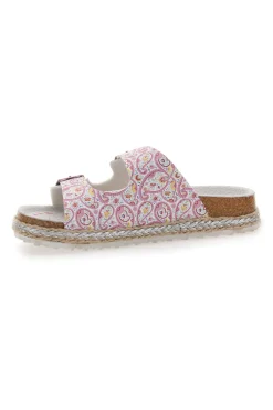 Weiße Hausschuhe mit doppeltem rosa Glitzerband PITT KIDS 14507
