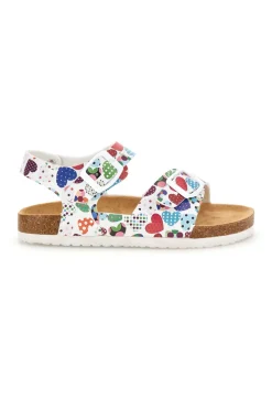 Weiße Sandalen mit Herzchen Print Pitt Kinder 14606