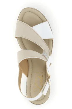 Weiße Sandalen mit Plateau-Keil und Riemen im Pittarello-Look MK3313109
