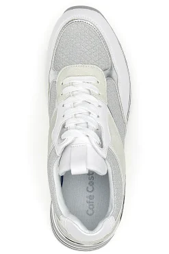 Weiße Schnürschuhe mit Plateau und Obermaterial mit Glitzer CAFE‘ COST H1506049